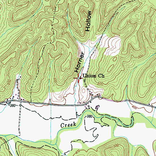 Topographic Map of Union Church, TN
