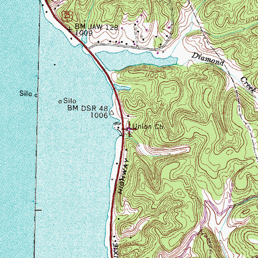 Topographic Map of Union Church, TN