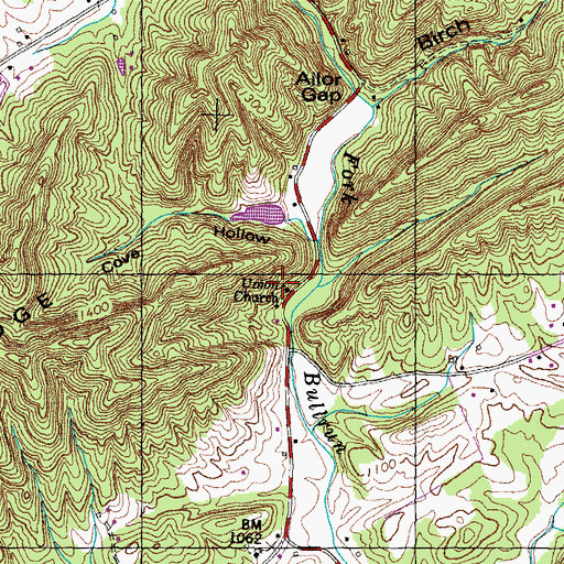 Topographic Map of Union Church, TN