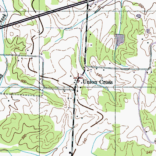 Topographic Map of Union Cross, TN