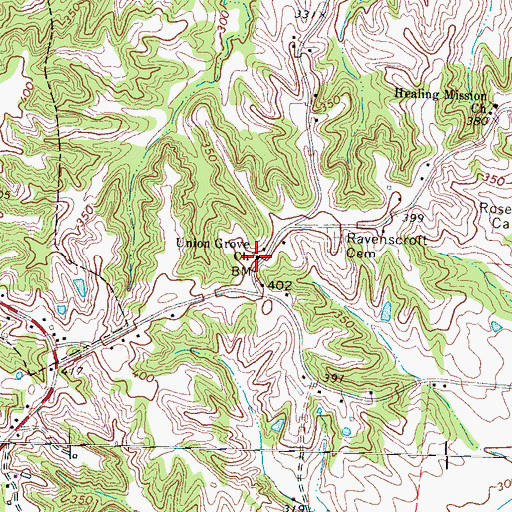 Topographic Map of Union Grove Cemetery, TN