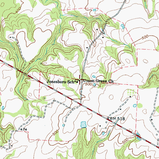 Topographic Map of Union Grove Church, TN