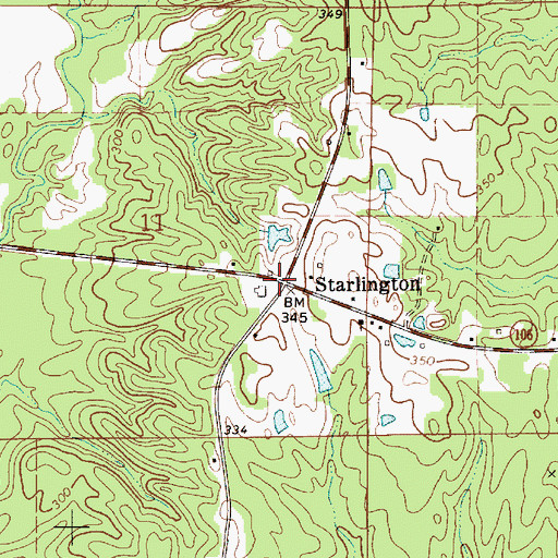 Topographic Map of Starlington, AL