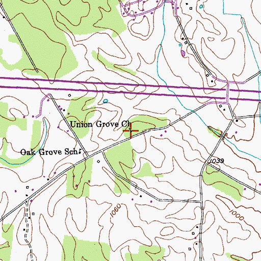 Topographic Map of Union Grove Church, TN