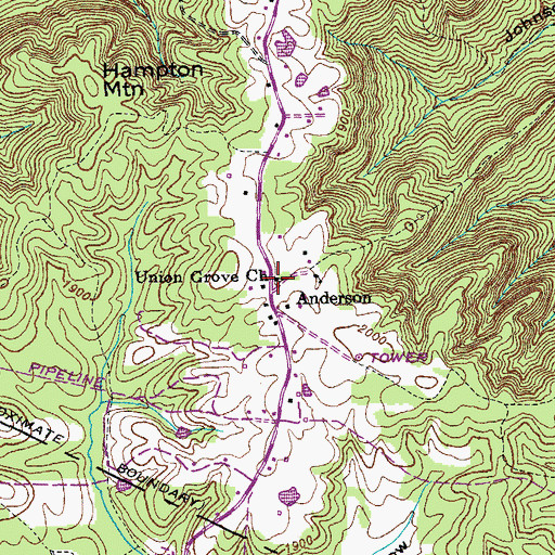Topographic Map of Union Grove Church, TN