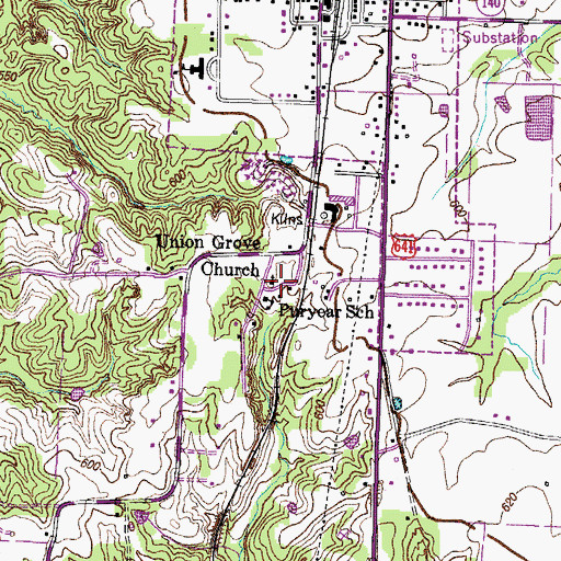 Topographic Map of Union Grove Church, TN