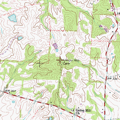 Topographic Map of Union Hill Cemetery, TN