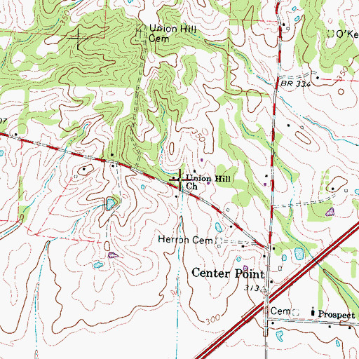 Topographic Map of Union Hill Church, TN