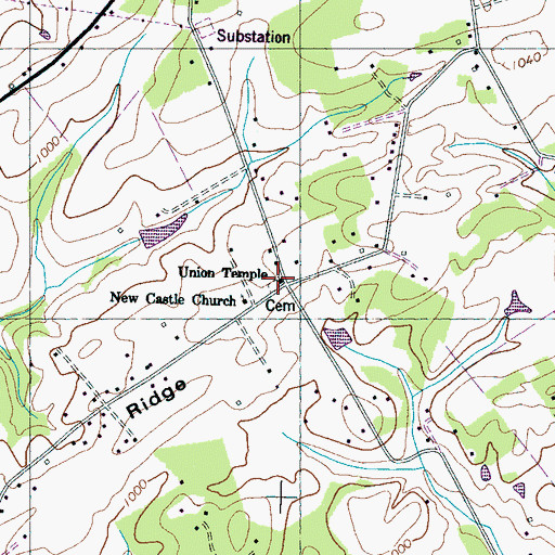 Topographic Map of Union Temple, TN