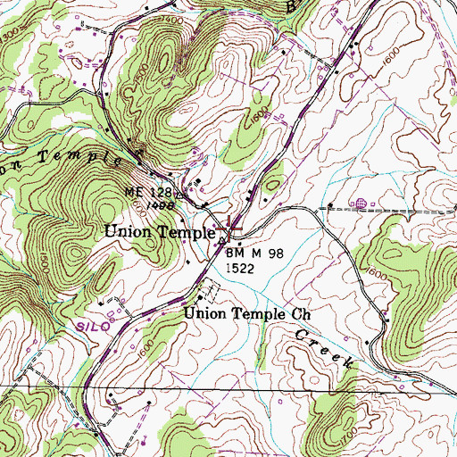 Topographic Map of Union Temple, TN