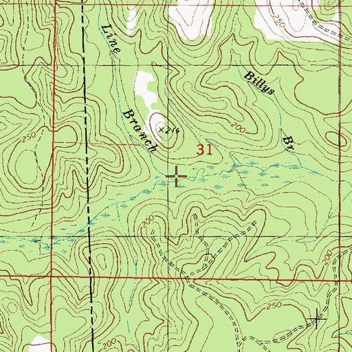 Topographic Map of State Line Branch, AL