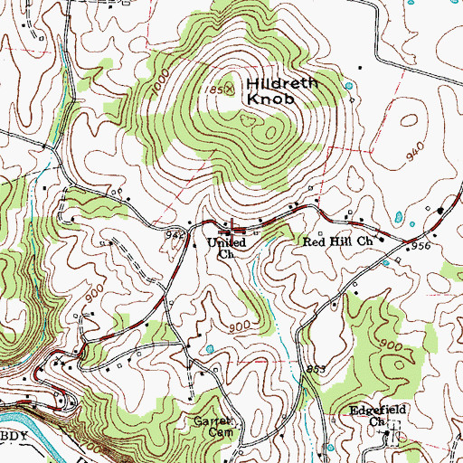 Topographic Map of United Church, TN