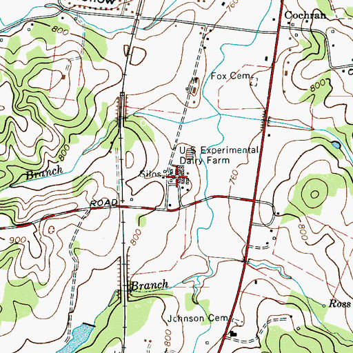Topographic Map of United State Experimental Dairy Farm, TN
