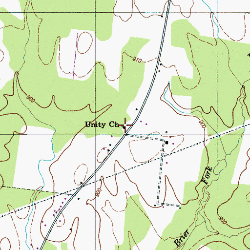 Topographic Map of Unity Church, TN