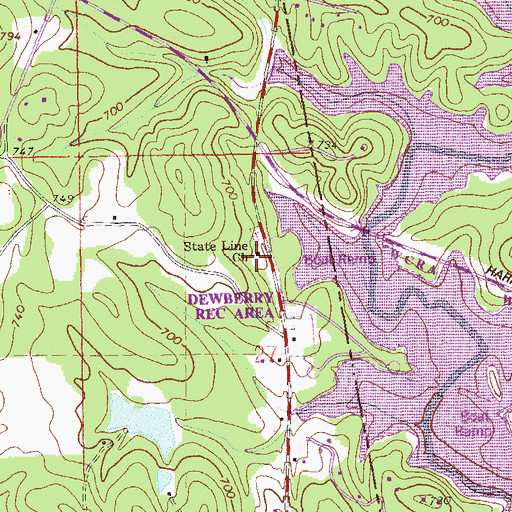Topographic Map of State Line Church, AL