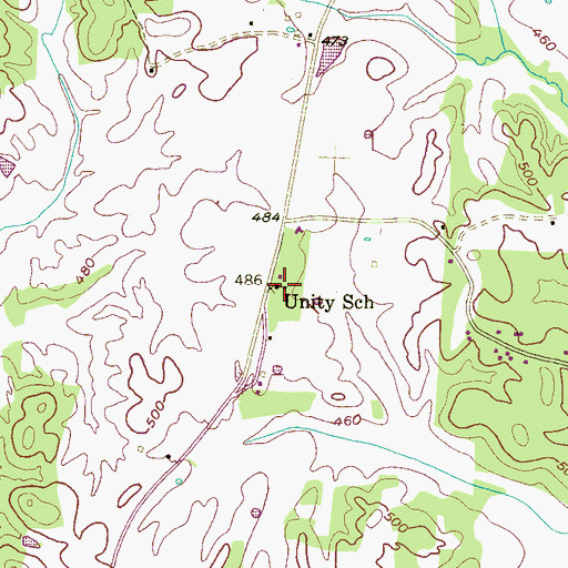 Topographic Map of Unity School, TN