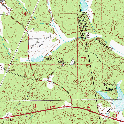 Topographic Map of State Line Church, AL