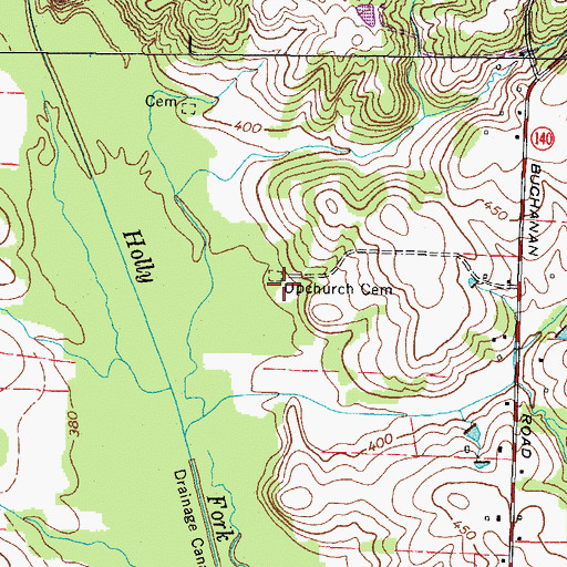 Topographic Map of Upchurch Cemetery, TN