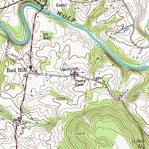 Topographic Map of Upchurch Cemetery, TN