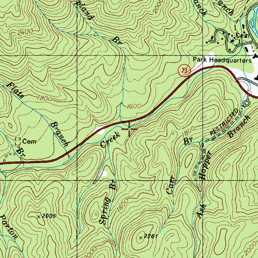 Topographic Map of Upland Branch, TN