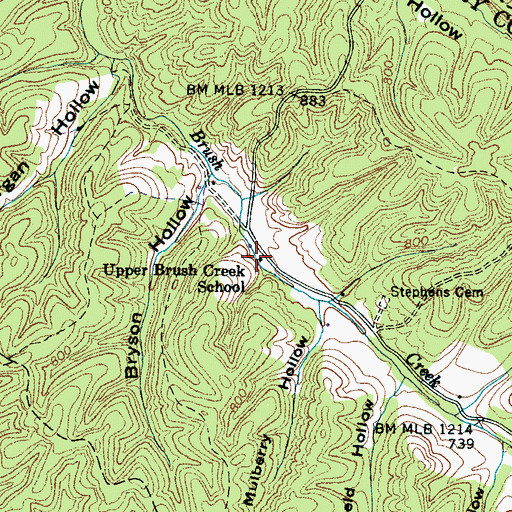 Topographic Map of Upper Brush Creek School, TN