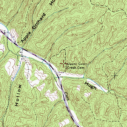 Topographic Map of Upper Coon Creek Cemetery, TN