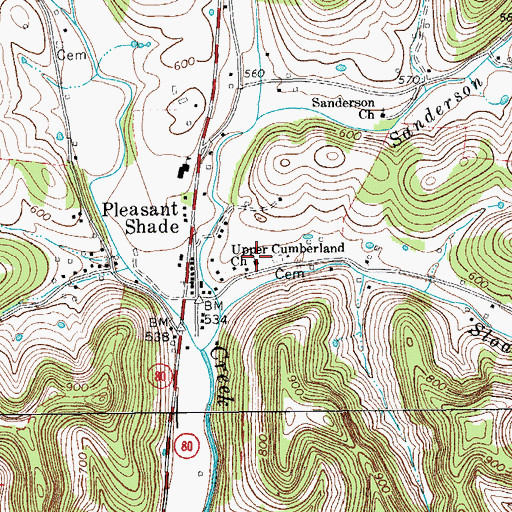 Topographic Map of Upper Cumberland Church, TN