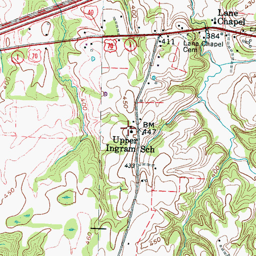 Topographic Map of Upper Ingram School, TN