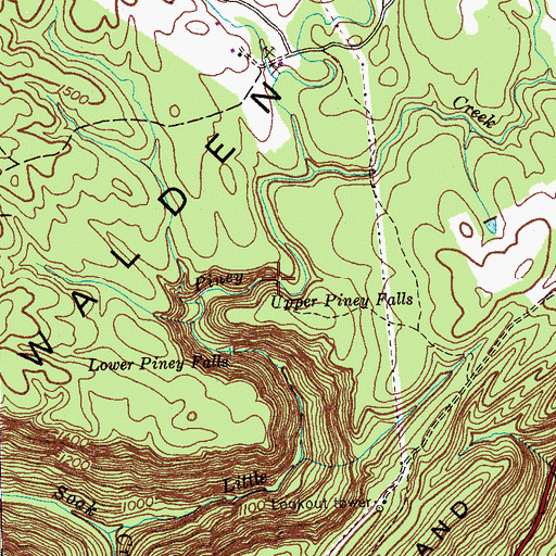 Topographic Map of Upper Piney Falls, TN