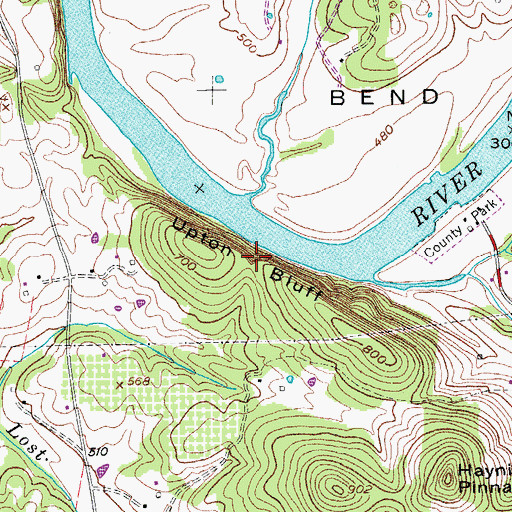 Topographic Map of Upton Bluff, TN