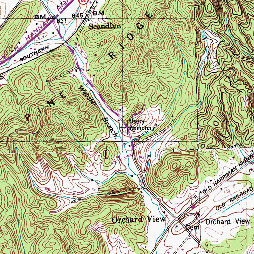 Topographic Map of Usery Cemetery, TN