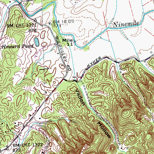 Topographic Map of Vaden Hollow, TN