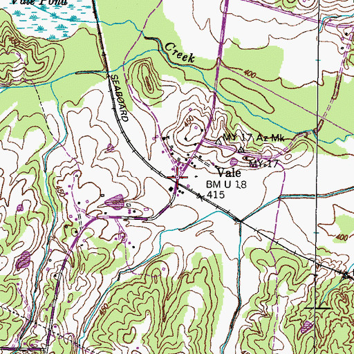 Topographic Map of Vale, TN