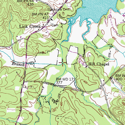Topographic Map of Valentine Branch, TN