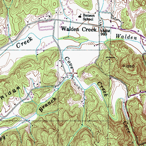 Topographic Map of Valley Branch, TN