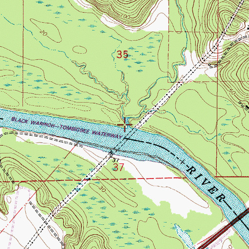Topographic Map of Stave Creek, AL