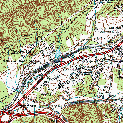 Topographic Map of Valley Chapel, TN