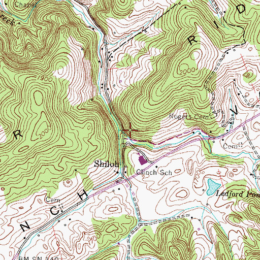 Topographic Map of Valley Creek, TN