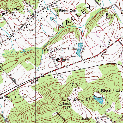 Topographic Map of Valley Grove Church, TN