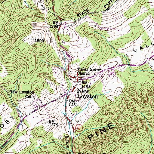 Topographic Map of Valley Grove Church, TN