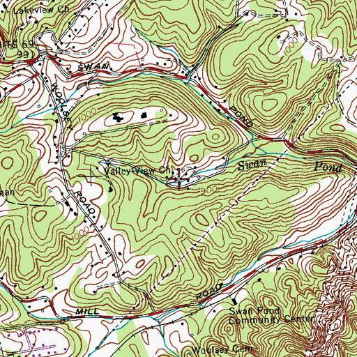Topographic Map of Valley View Church, TN