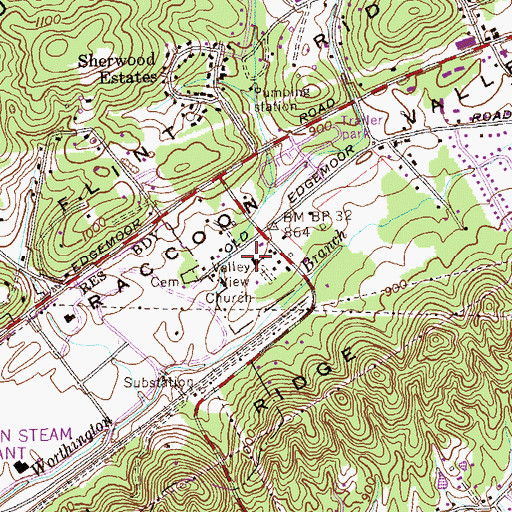 Topographic Map of Valley View Church, TN