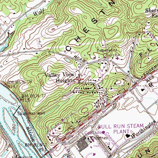 Topographic Map of Valley View Heights, TN