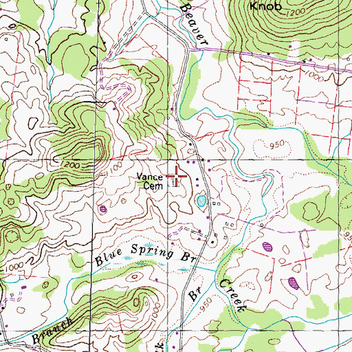 Topographic Map of Vance Cemetery, TN