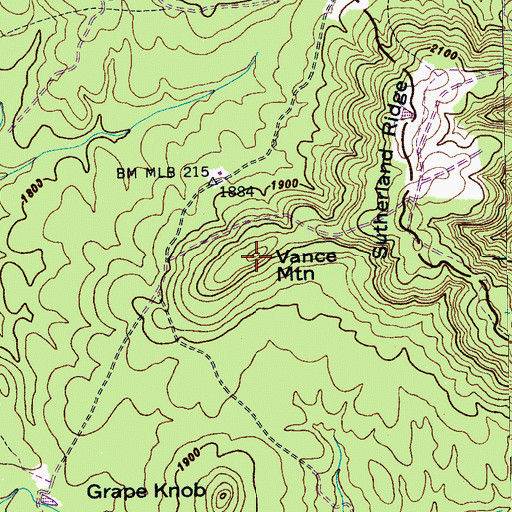 Topographic Map of Vance Mountain, TN