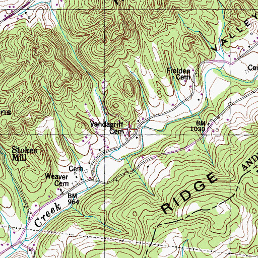 Topographic Map of Vandagriff Cemetery, TN
