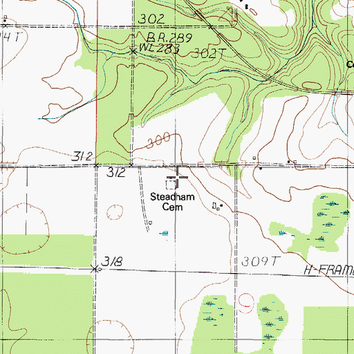Topographic Map of Steadham Cemetery, AL