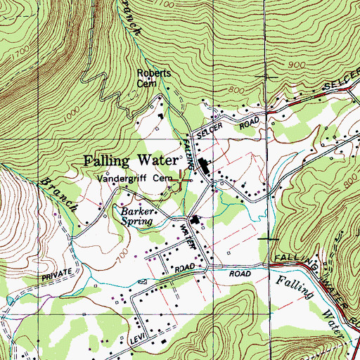 Topographic Map of Vandergriff Cemetery, TN
