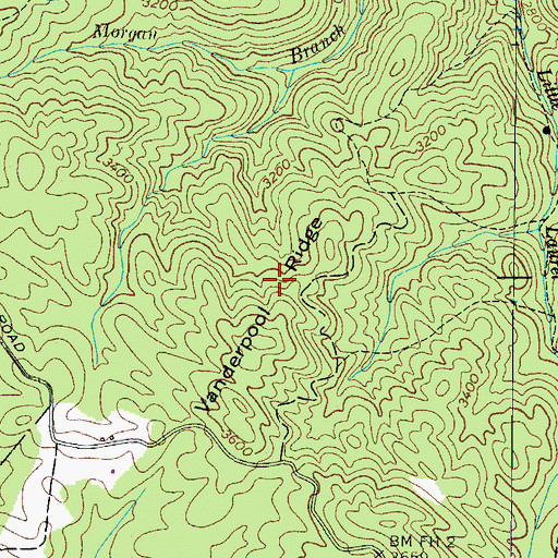 Topographic Map of Vanderpool Ridge, TN