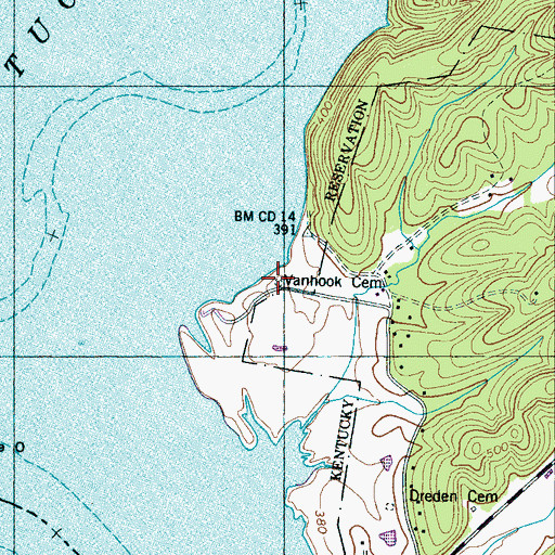 Topographic Map of Vanhook Cemetery, TN